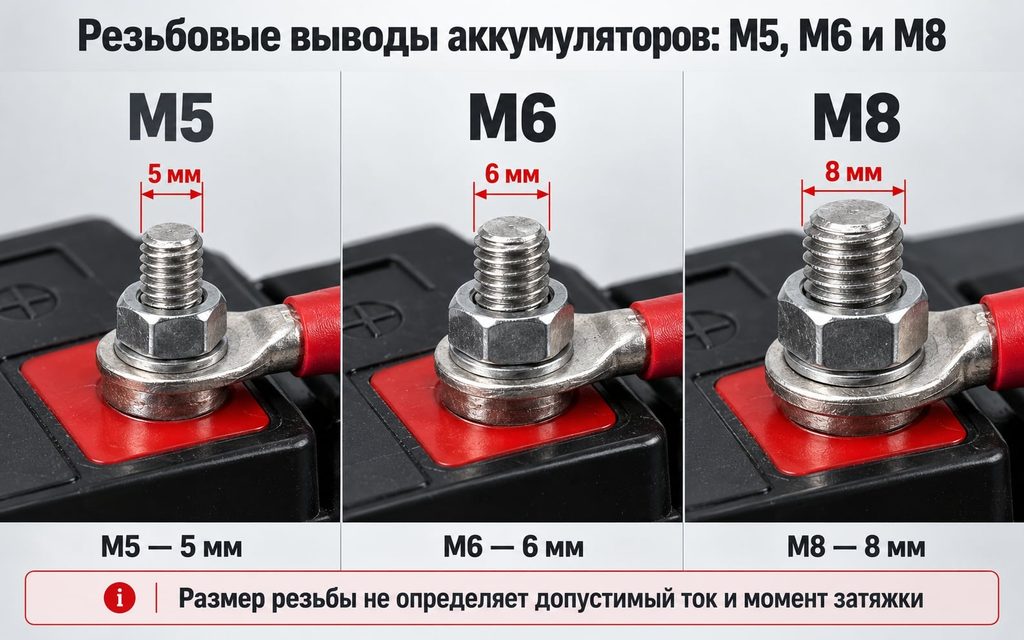 Резьбовые выводы M5, M6 и M8 - в чём отличия