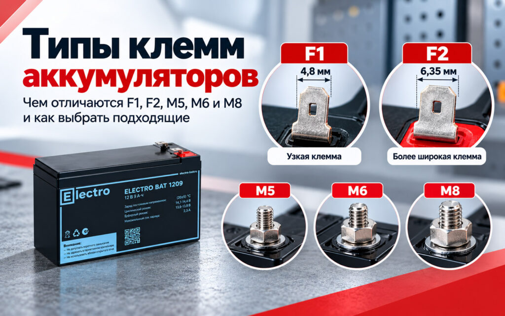 Типы клемм аккумуляторов: чем отличаются F1, F2, M5, M6 и M8 и как выбрать подходящие